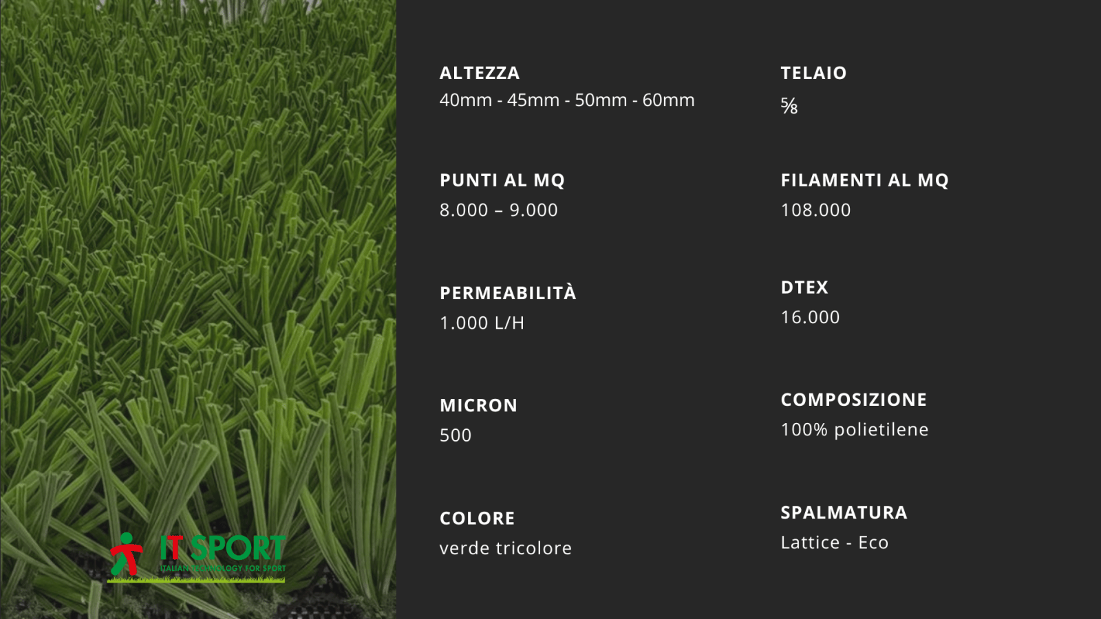Scheda con le specifiche tecniche del manto ITS PLATINUM new